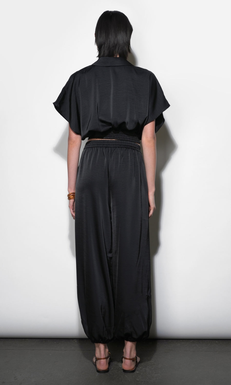 Ophelia Elastic Waist Balloon Black Pants