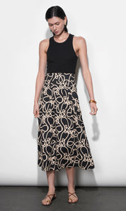 Sailor Pleat Detail Midi Skirt