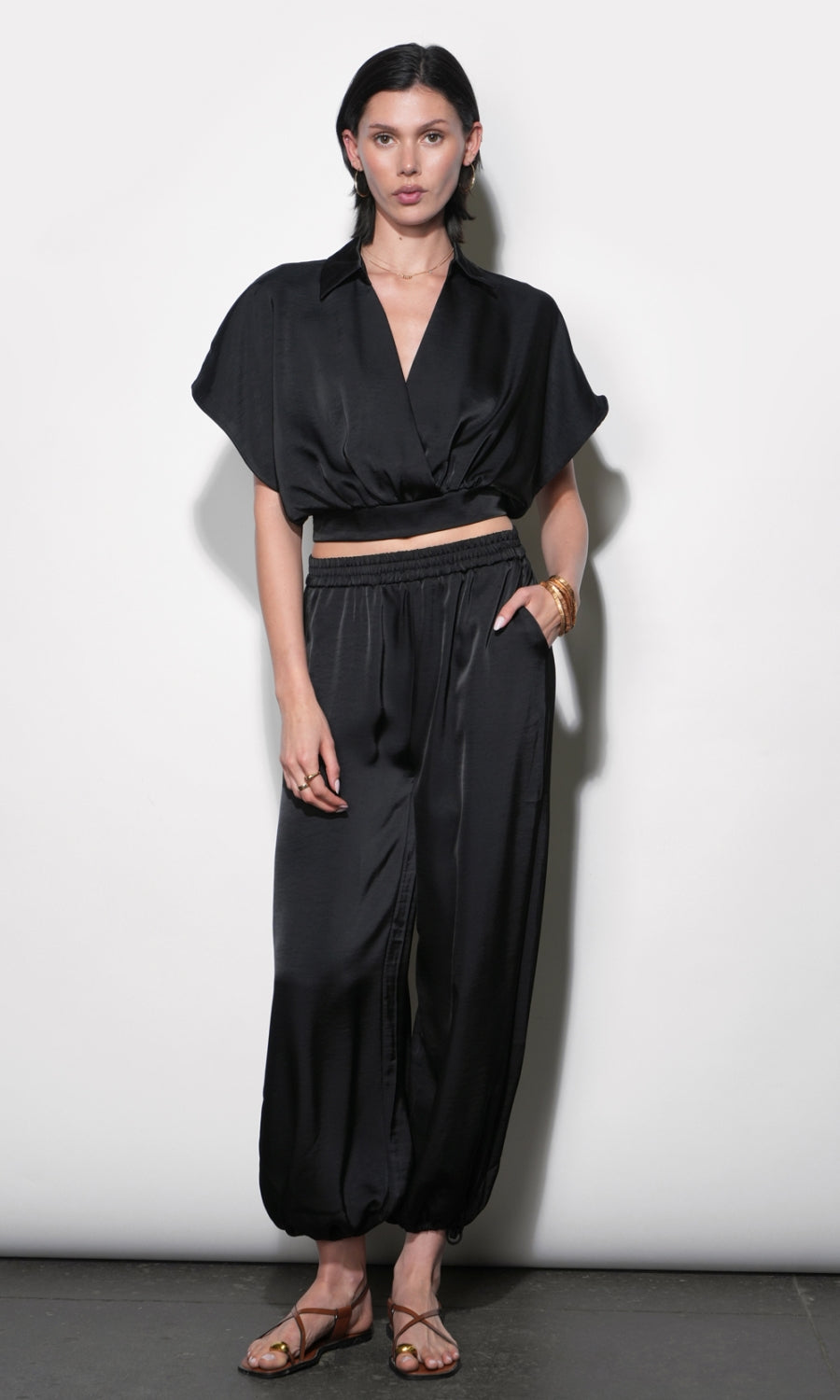 Ophelia Elastic Waist Balloon Black Pants