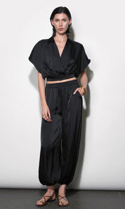 Ophelia Elastic Waist Balloon Black Pants