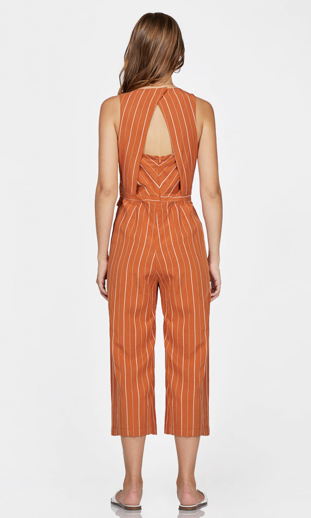 Peyton Pinstripe Knot Waist Culotte Jumpsuit